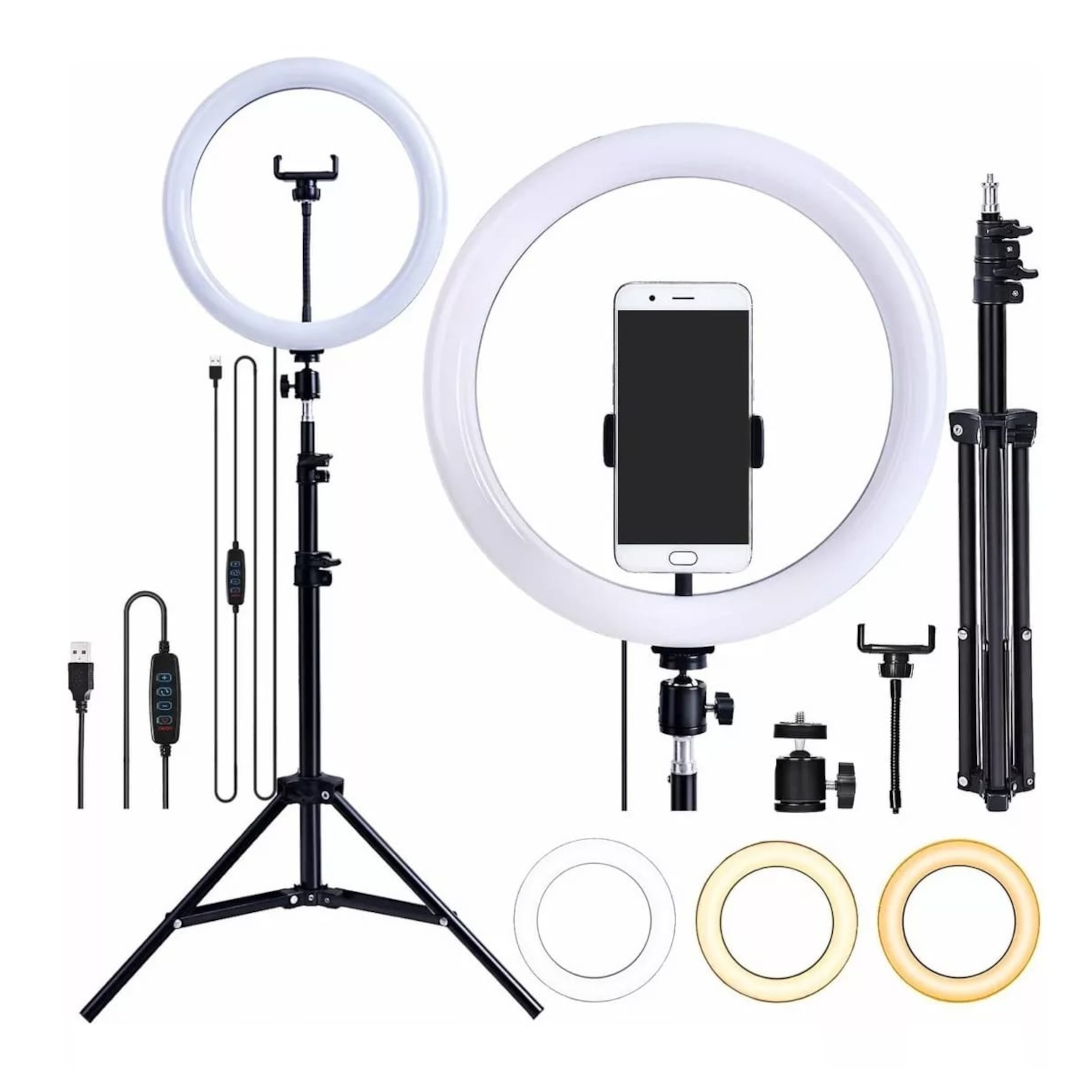 ANILLO LUZ LED 36cm+ TRIPODE EXTENSIBLE 1.7MTS
