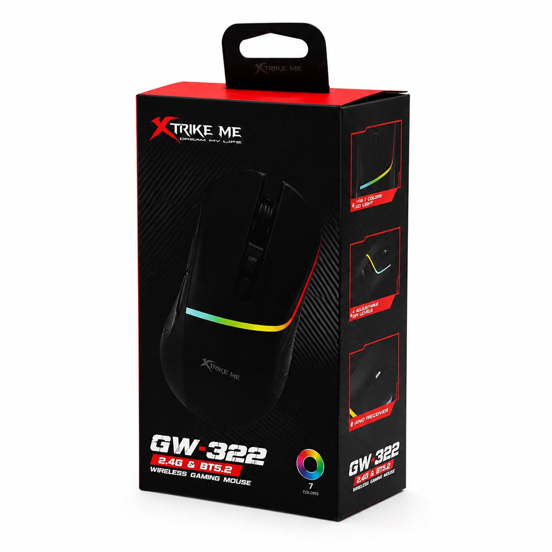 MOUSE GAMER INALAMBRICO XTRIKE ME GW-322 RGB DUAL MODE - Imagen 2